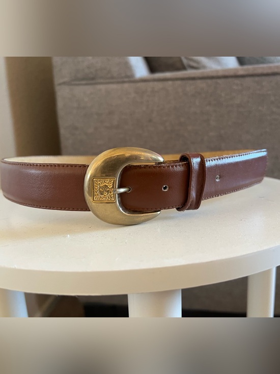 Anne Klein Accessories - Vintage Anne Klein Tan Leather Belt with Subtle Stitching